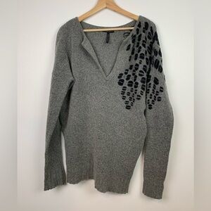 Sarah Pacini Sweater Gray Black Details Wool Alpaca Blend Made In Italy One Size